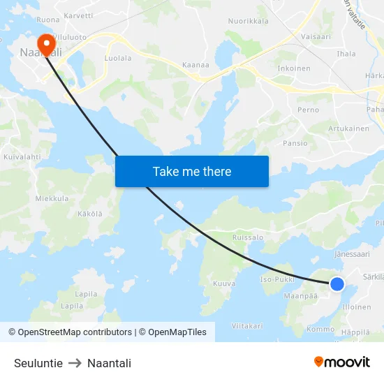 Seuluntie to Naantali map