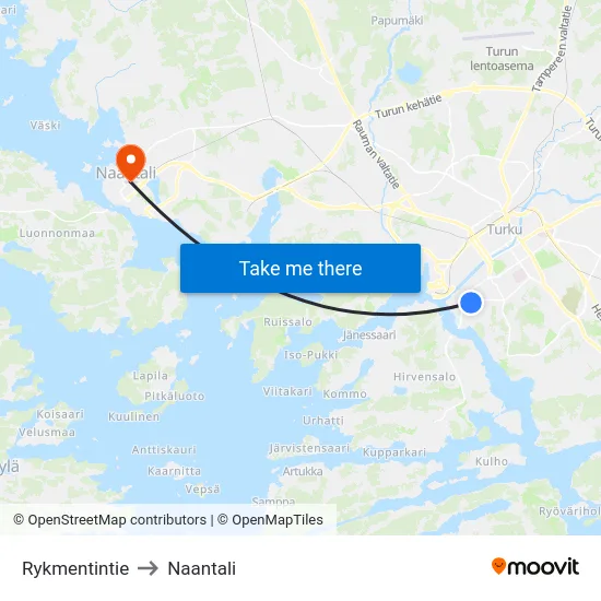 Rykmentintie to Naantali map
