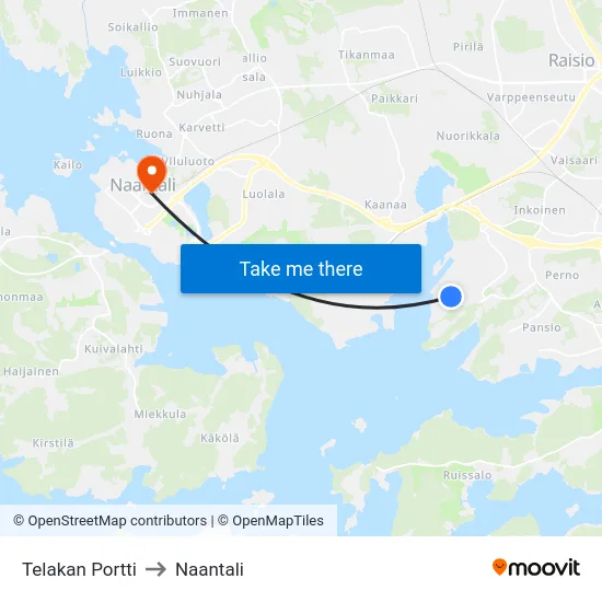 Telakan Portti to Naantali map