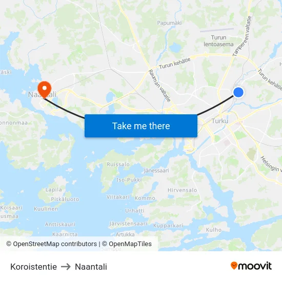 Koroistentie to Naantali map