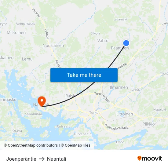 Joenperäntie to Naantali map