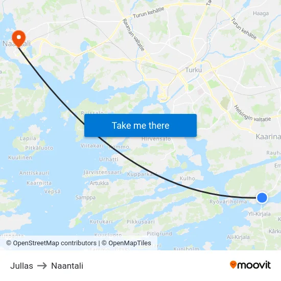 Jullas to Naantali map