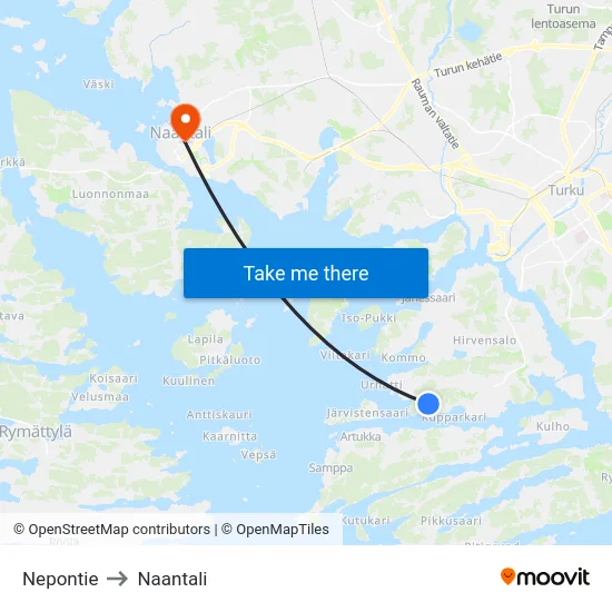 Nepontie to Naantali map