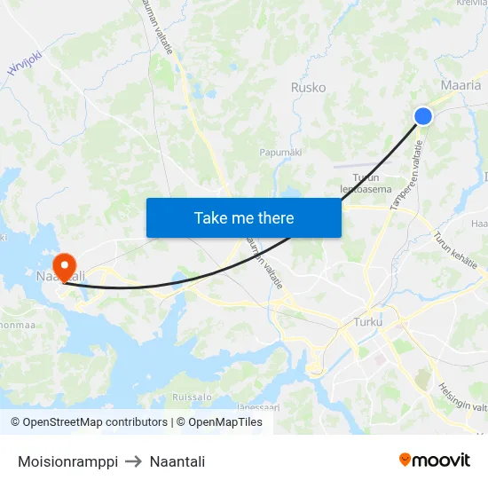 Moisionramppi to Naantali map
