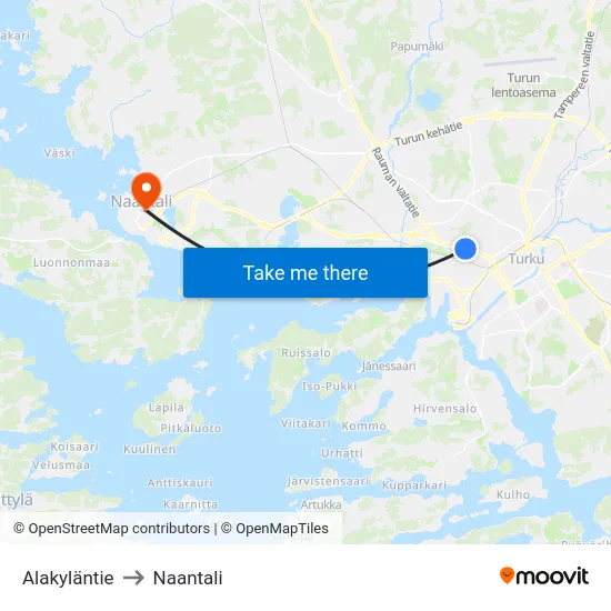 Alakyläntie to Naantali map