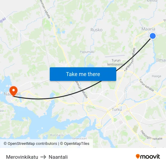 Merovinkikatu to Naantali map