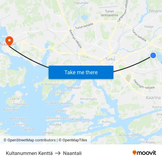 Kultanummen Kenttä to Naantali map