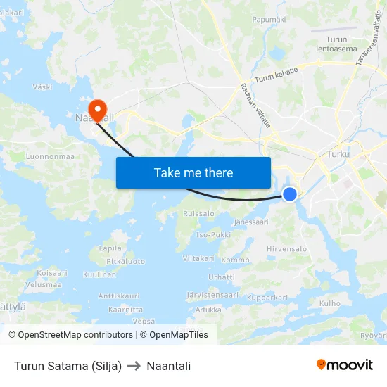 Turun Satama (Silja) to Naantali map