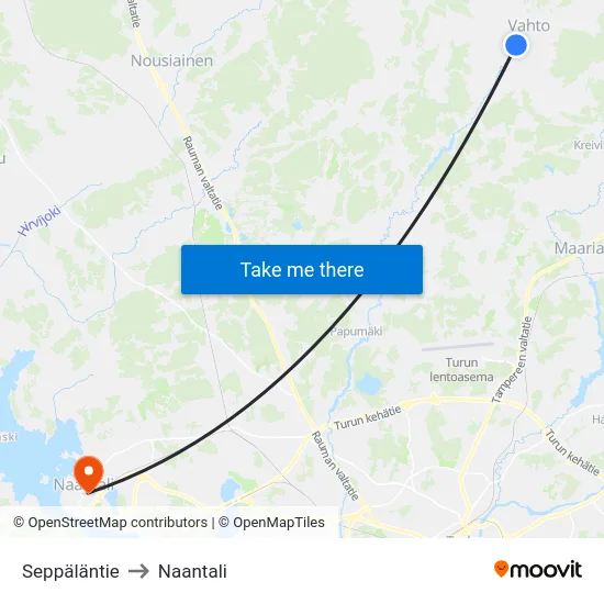 Seppäläntie to Naantali map