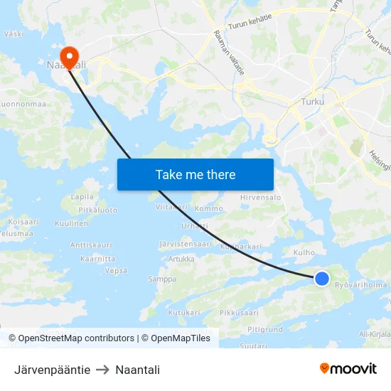 Järvenpääntie to Naantali map