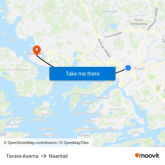Tavara-Asema to Naantali map