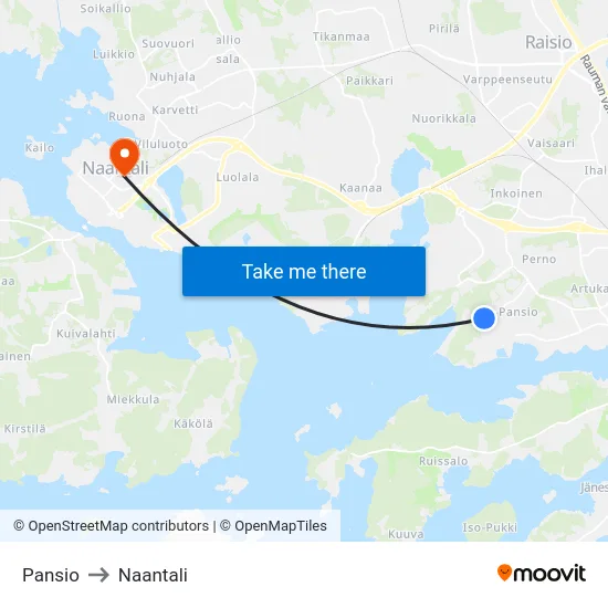 Pansio to Naantali map