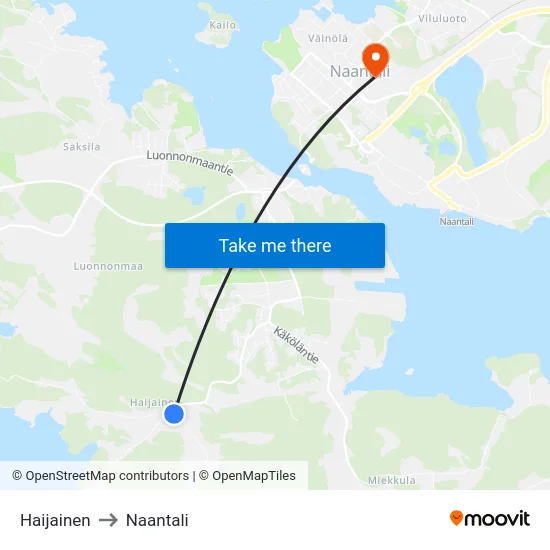 Haijainen to Naantali map