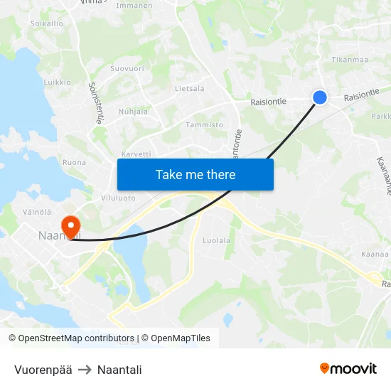 Vuorenpää to Naantali map