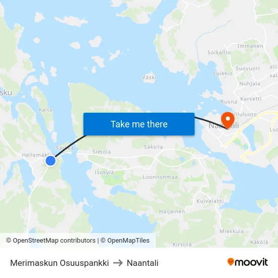 Merimaskun Osuuspankki to Naantali map