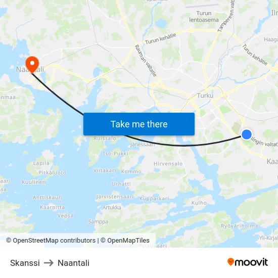 Skanssi to Naantali map