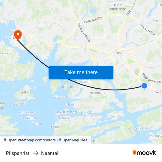 Piispanristi [Prisma] to Naantali map