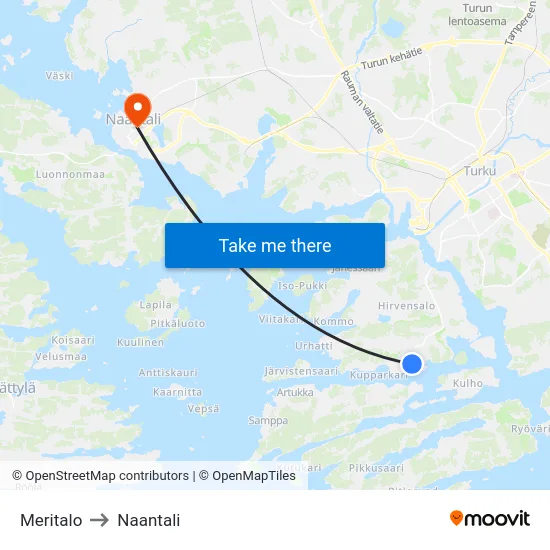 Meritalo to Naantali map