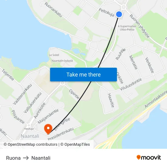 Ruona to Naantali map