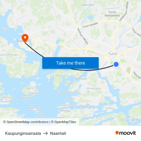 Kaupunginsairaala to Naantali map