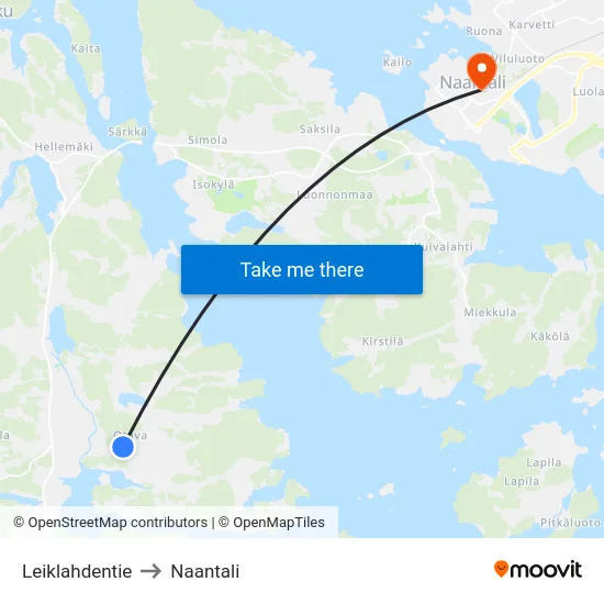 Leiklahdentie to Naantali map