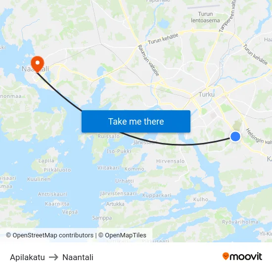 Apilakatu to Naantali map