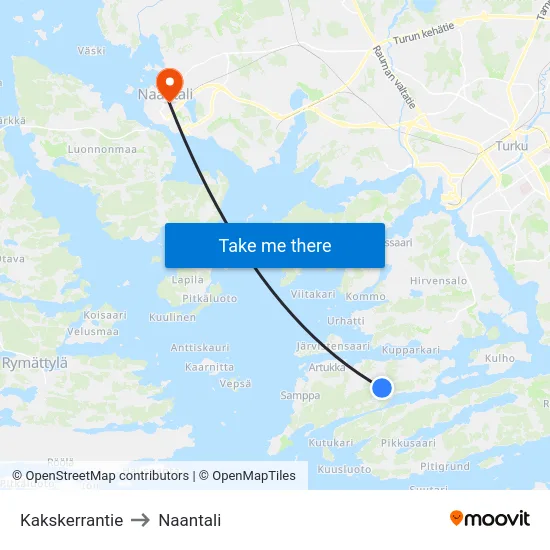 Kakskerrantie to Naantali map