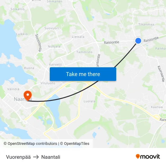 Vuorenpää to Naantali map