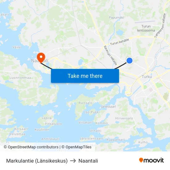 Markulantie [Länsikeskus] to Naantali map