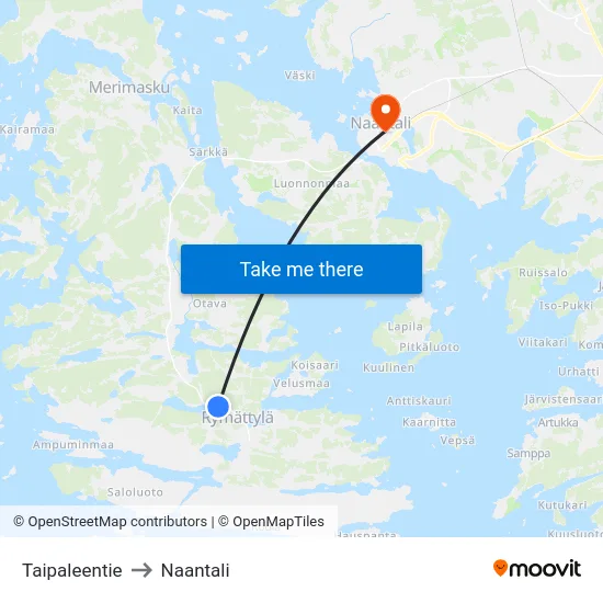 Taipaleentie to Naantali map