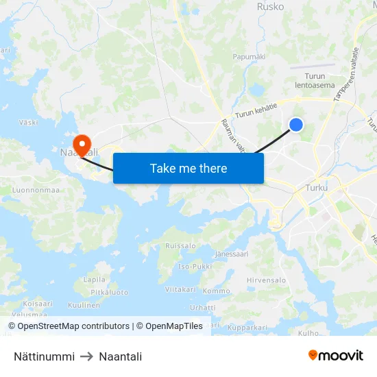 Nättinummi to Naantali map