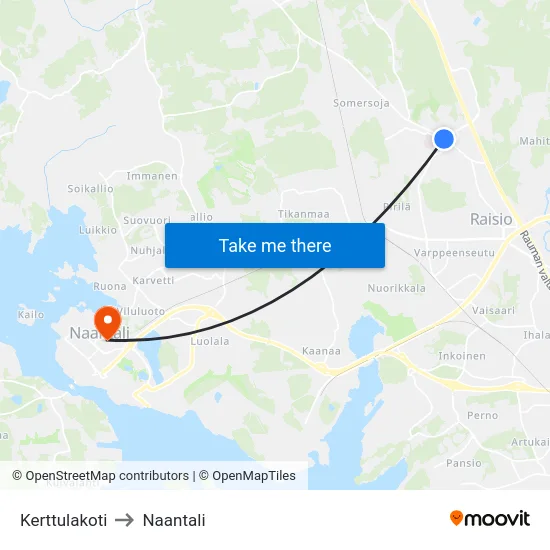 Kerttulakoti to Naantali map