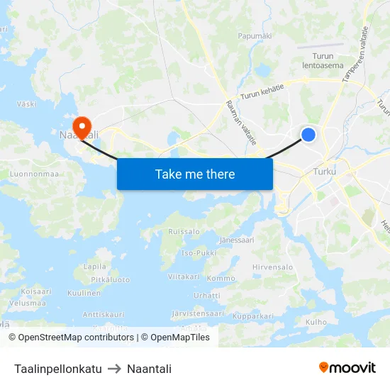 Taalinpellonkatu to Naantali map