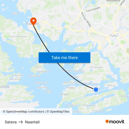 Satava to Naantali map