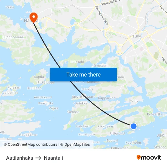 Aatilanhaka to Naantali map