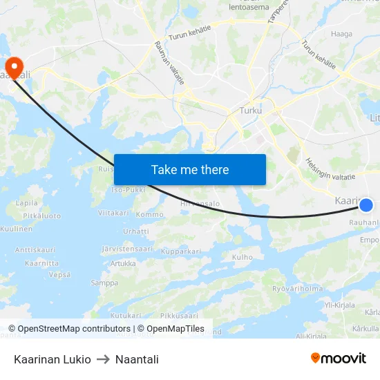 Kaarinan Lukio to Naantali map