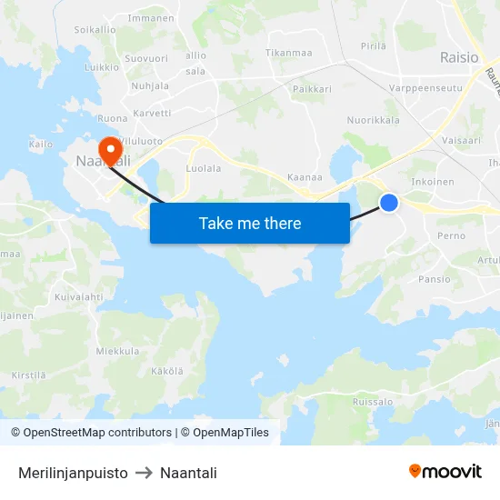 Merilinjanpuisto to Naantali map
