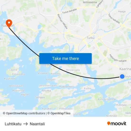 Luhtikatu to Naantali map