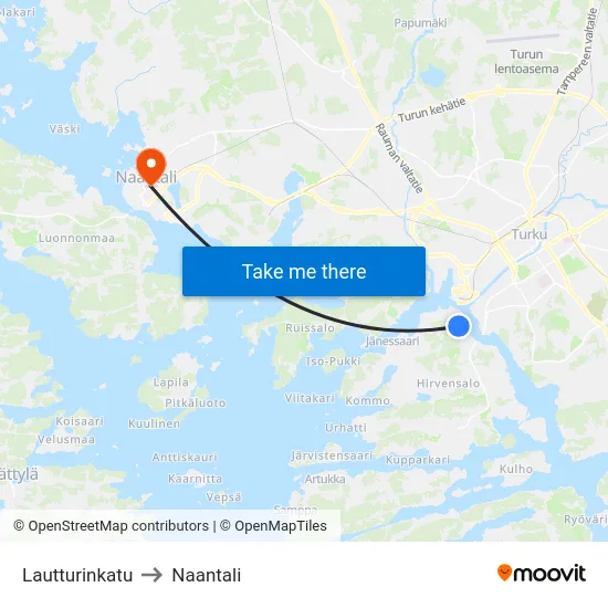 Lautturinkatu to Naantali map