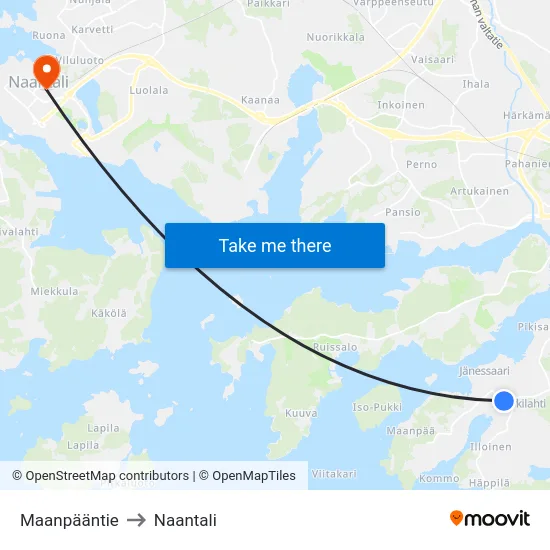Maanpääntie to Naantali map