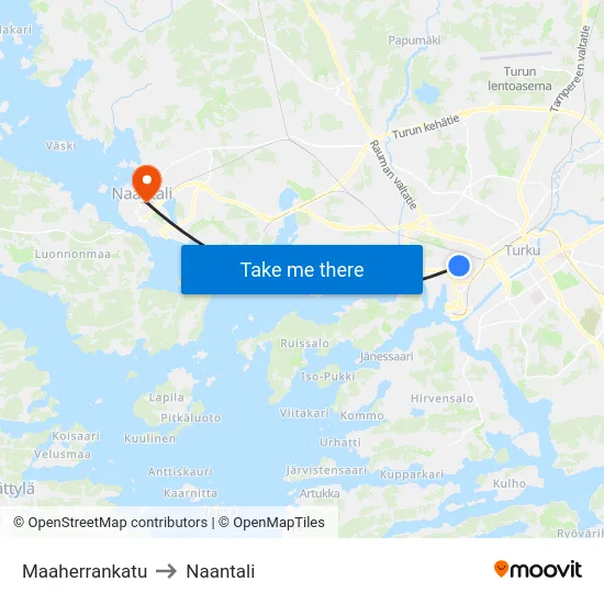 Maaherrankatu to Naantali map