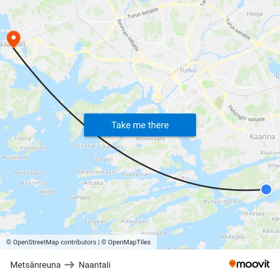 Metsänreuna to Naantali map
