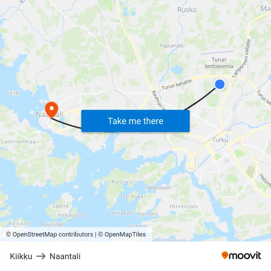 Kiikku to Naantali map