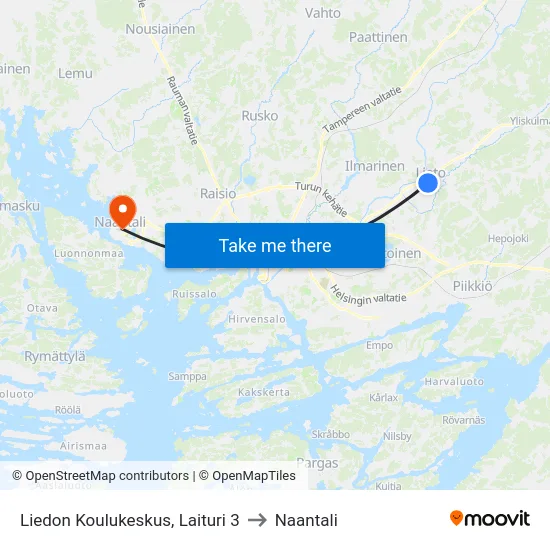 Liedon Koulukeskus, Laituri 3 to Naantali map