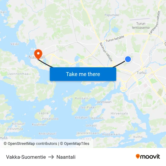 Vakka-Suomentie to Naantali map