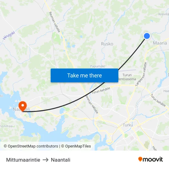Mittumaarintie to Naantali map