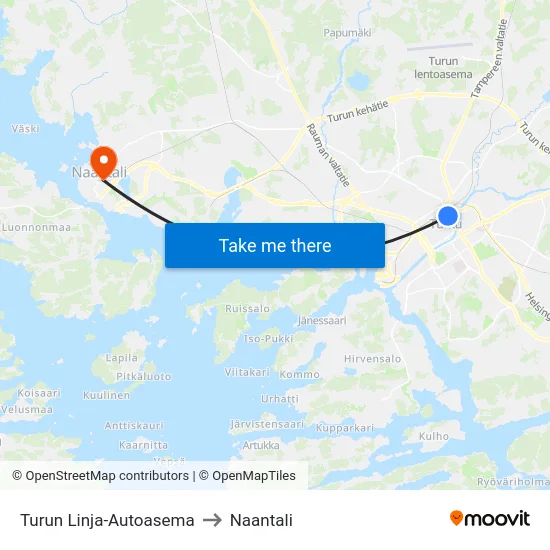 Turun Linja-Autoasema to Naantali map