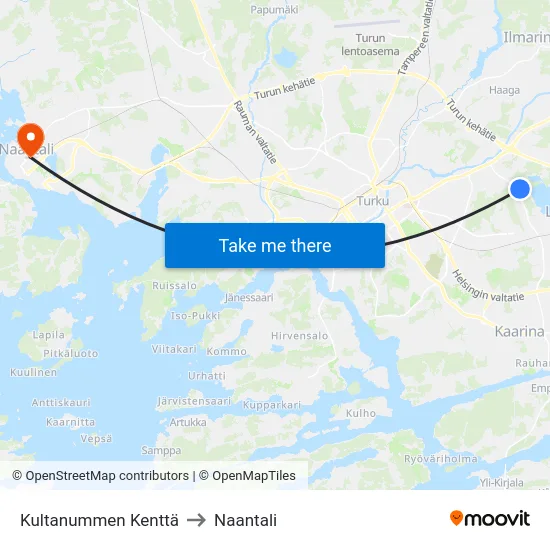Kultanummen Kenttä to Naantali map