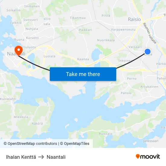 Ihalan Kenttä to Naantali map