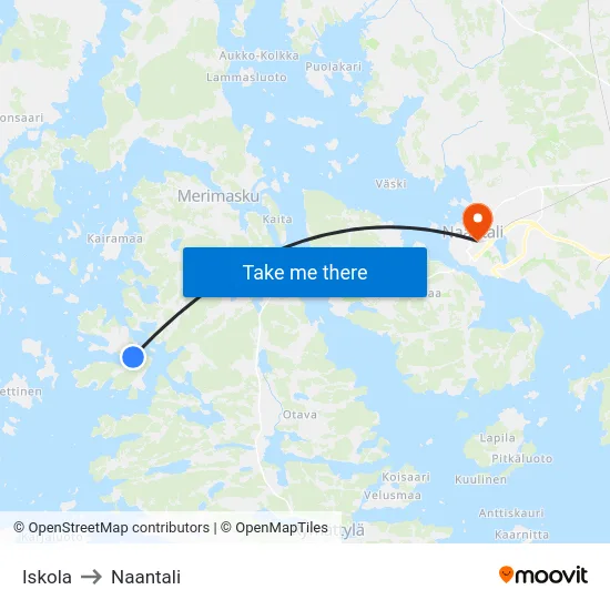 Iskola to Naantali map